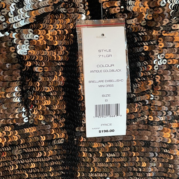 NWT (8 ) French Connection metallic gold sequin mini in sizes 2,4,6,8,10,12 - Picture 5 of 17